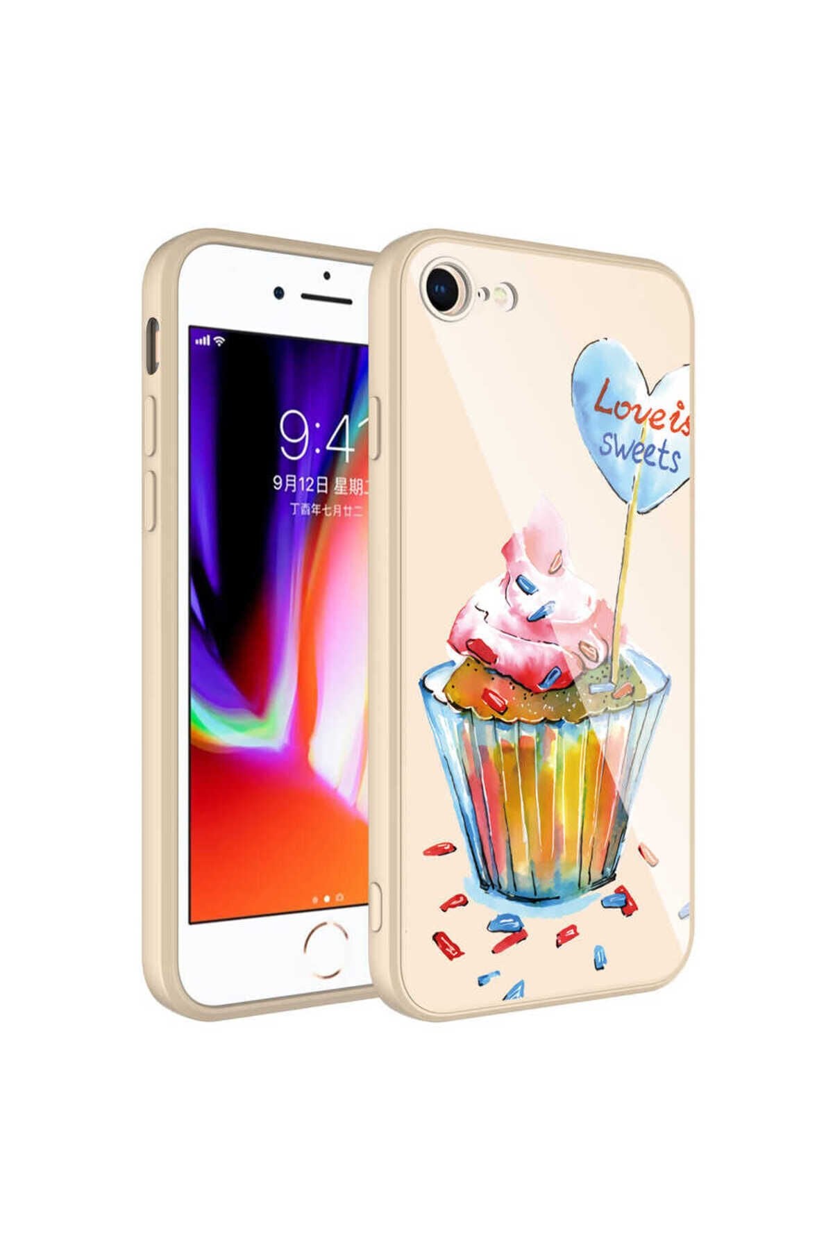 iPhone 7 Kılıf Kamera Korumalı Desenli Sert Silikon BSAY Epoksi Kapak - NO12 No8