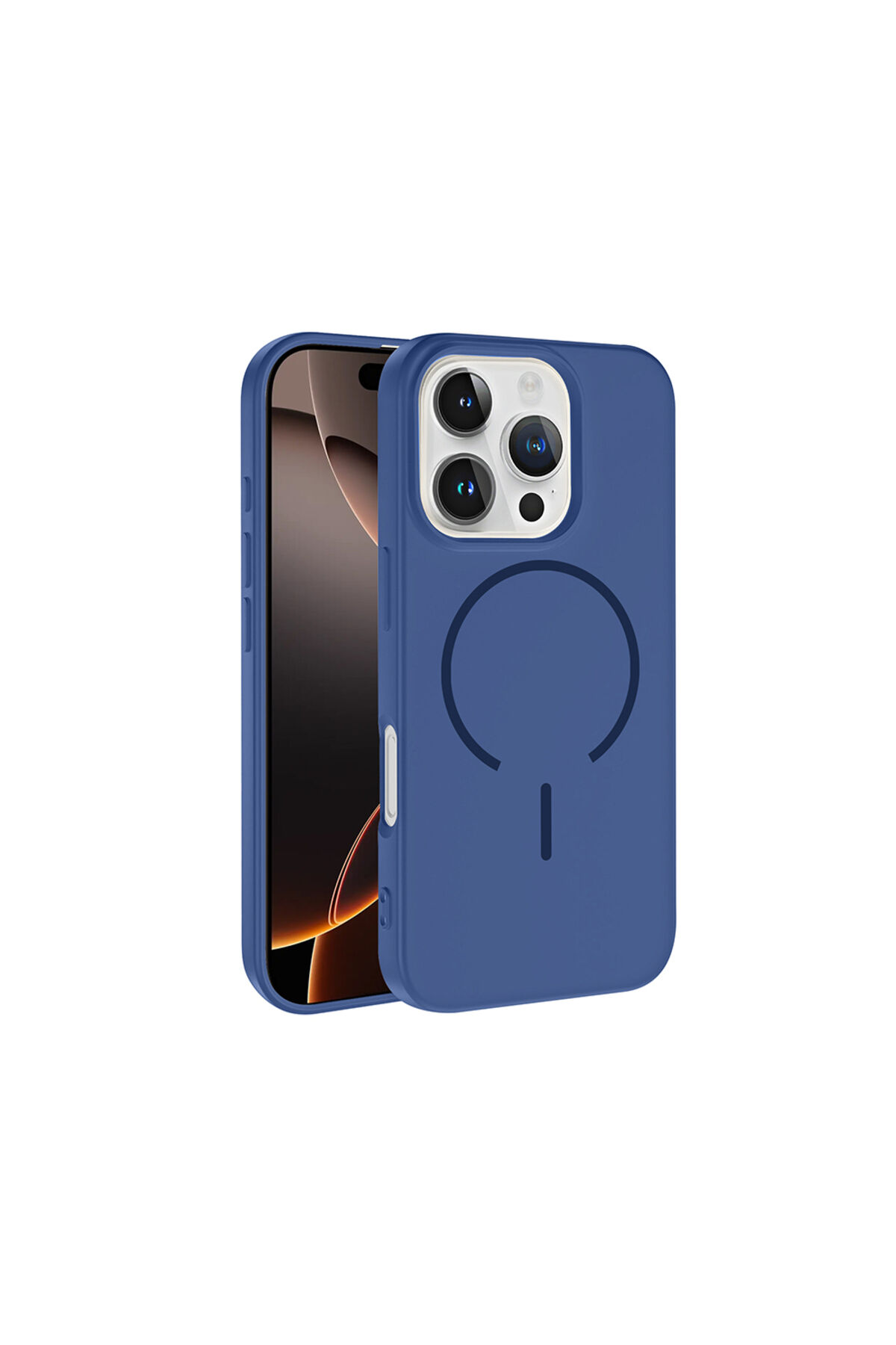 iPhone 16 Pro Kılıf M-safe Şarj Özellikli Zore Meta Kapak - Lacivert Lacivert