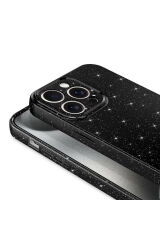 iPhone 16 Plus Kılıf Kamera Korumalı Simli Lüks Koton Kapak Lila