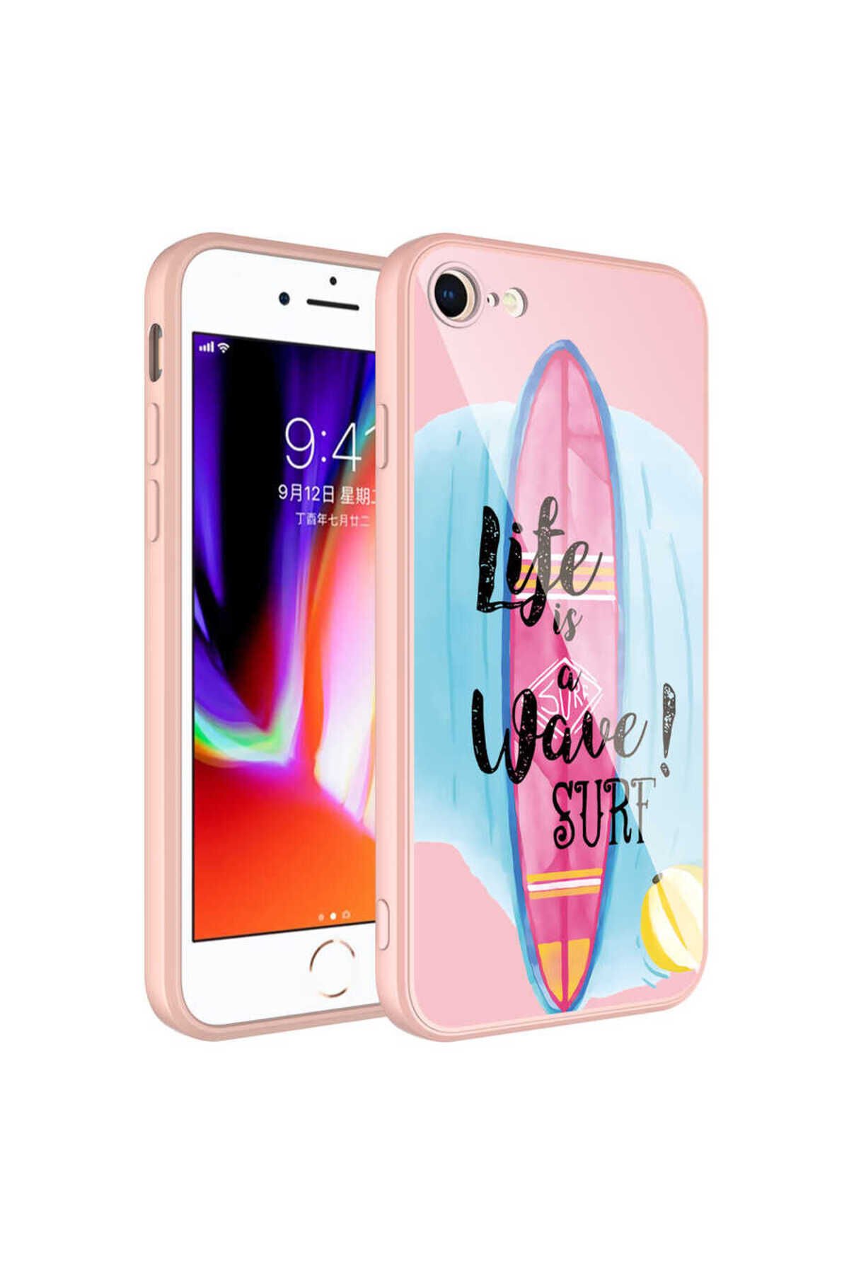 iPhone 7 Kılıf Kamera Korumalı Desenli Sert Silikon BSAY Epoksi Kapak - NO12 No10