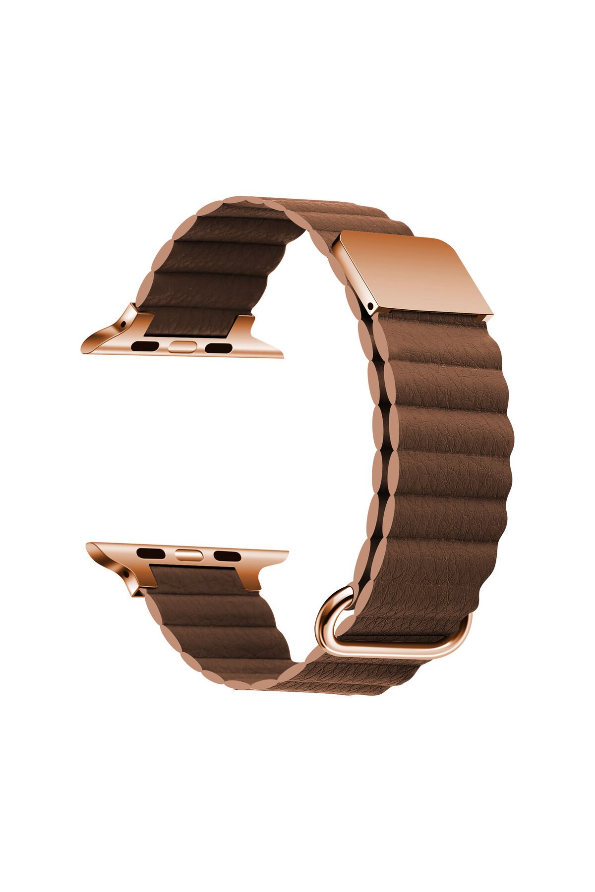 Watch 40mm Uyumlu KRD-78 PU Deri Kordon Strap Kayış BSAY- Beyaz Kahverengi