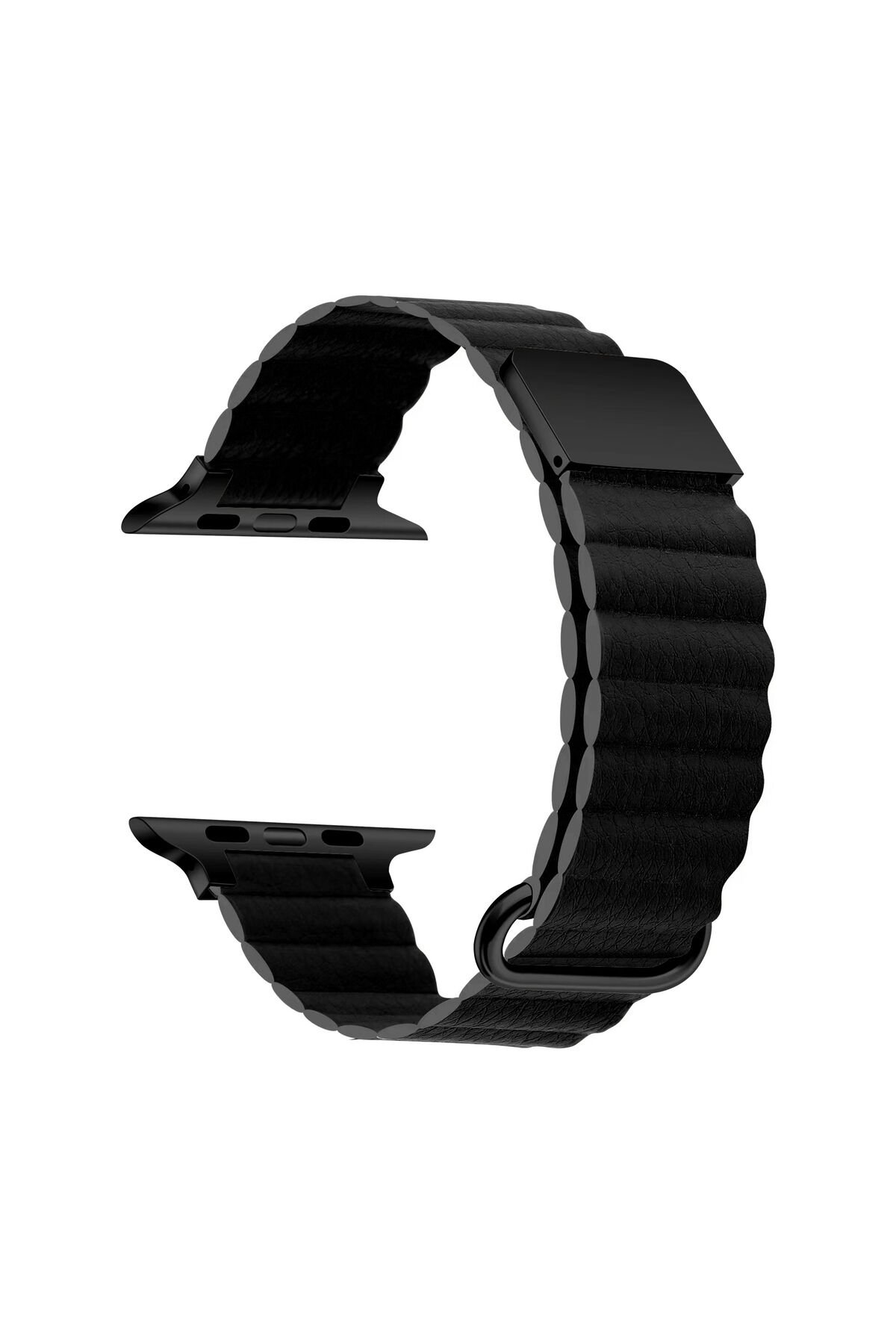 Watch 40mm Uyumlu KRD-78 PU Deri Kordon Strap Kayış BSAY- Beyaz Siyah