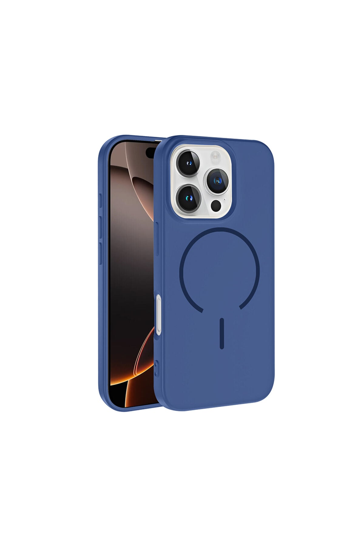iPhone 16 Pro Max Kılıf M-safe Şarj Özellikli Zore Meta Kapak - Lacivert Lacivert