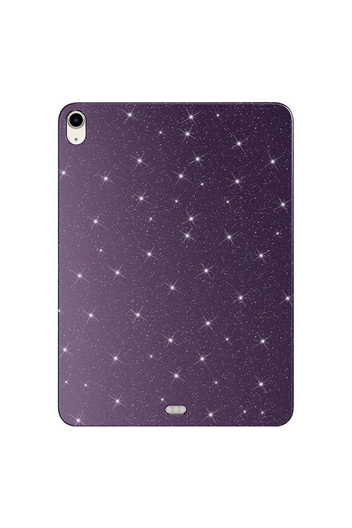 iPad 10.9 2022 (10.Nesil) Parlak Simli Görünümlü Tablet Koton Kılıf - Derin Mor Derin Mor