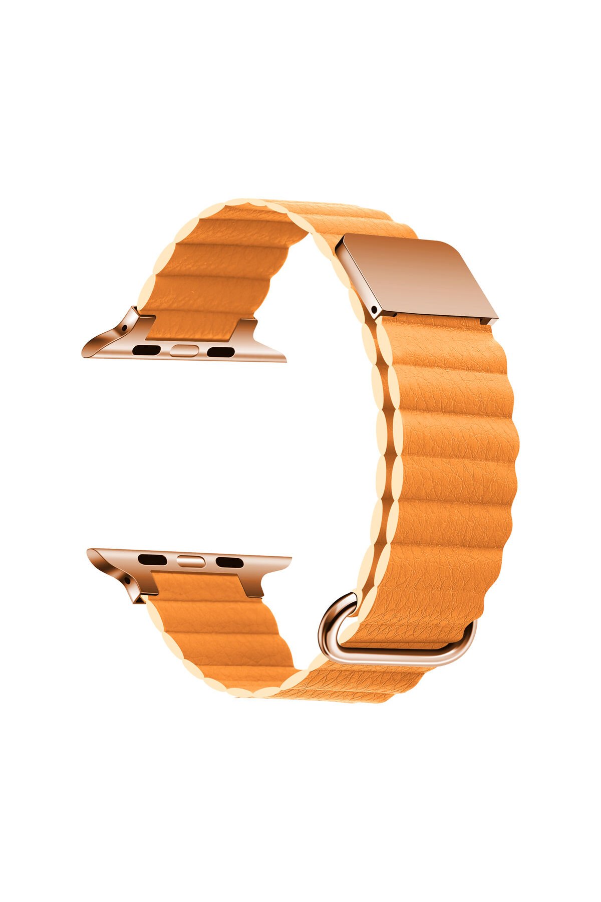 Watch 7 41mm Uyumlu KRD-78 PU Deri Kordon Strap Kayış BSAY- Mavi Turuncu