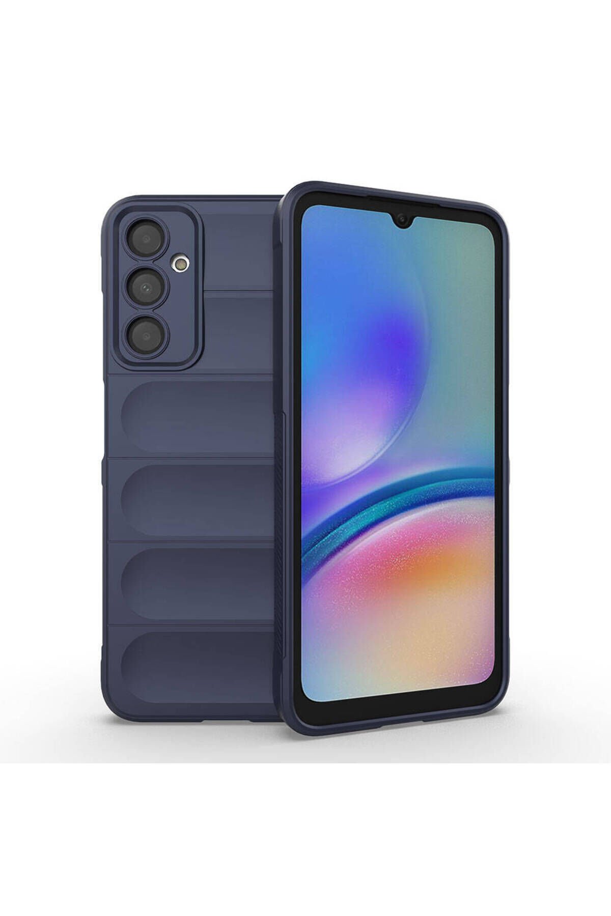 Galaxy A05S Kılıf Esnek TPU Oyuklu Arka Yüzey Tasarımlı BSAY Etnik Silikon Kapak - Kırmızı Lacivert