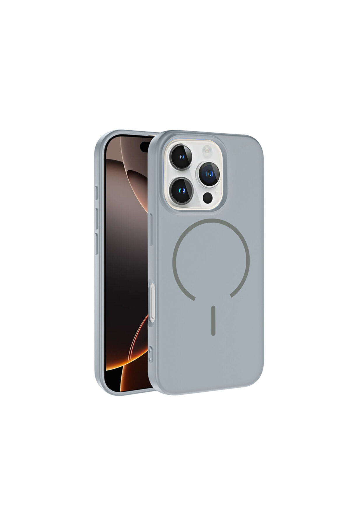 iPhone 16 Pro Max Kılıf M-safe Şarj Özellikli Zore Meta Kapak - Lacivert Gri