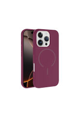 iPhone 16 Pro Max Kılıf M-safe Şarj Özellikli Zore Meta Kapak - Lacivert Pembe