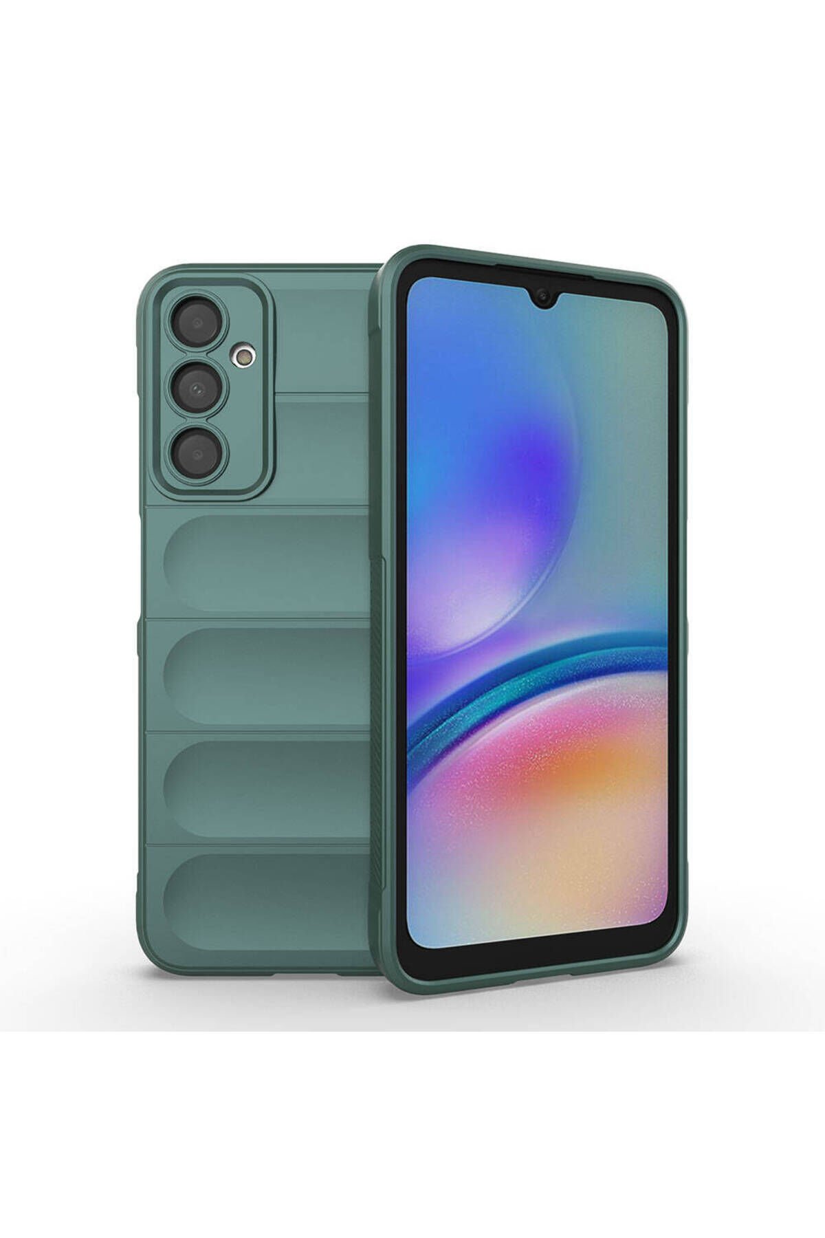 Galaxy A05S Kılıf Esnek TPU Oyuklu Arka Yüzey Tasarımlı BSAY Etnik Silikon Kapak - Kırmızı Koyu Yeşil
