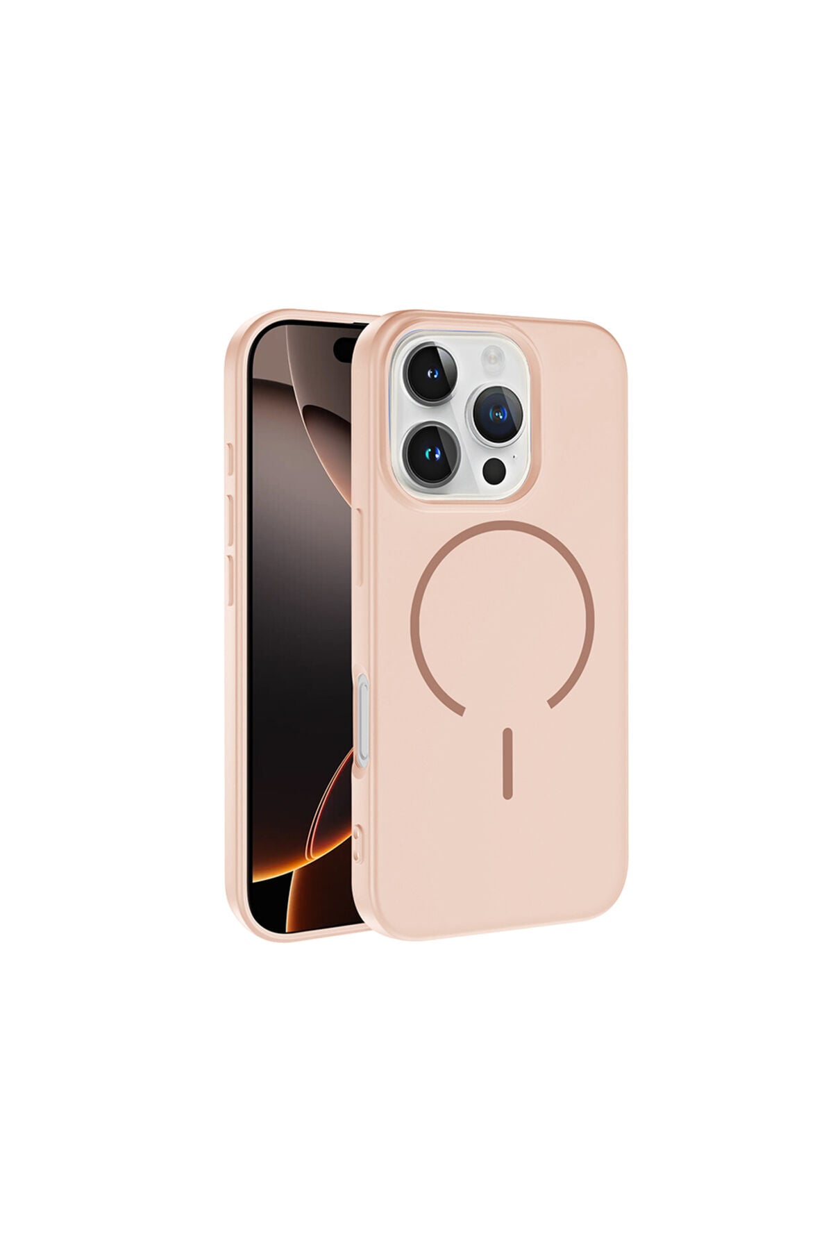 iPhone 16 Pro Max Kılıf M-safe Şarj Özellikli Zore Meta Kapak - Lacivert Pembe