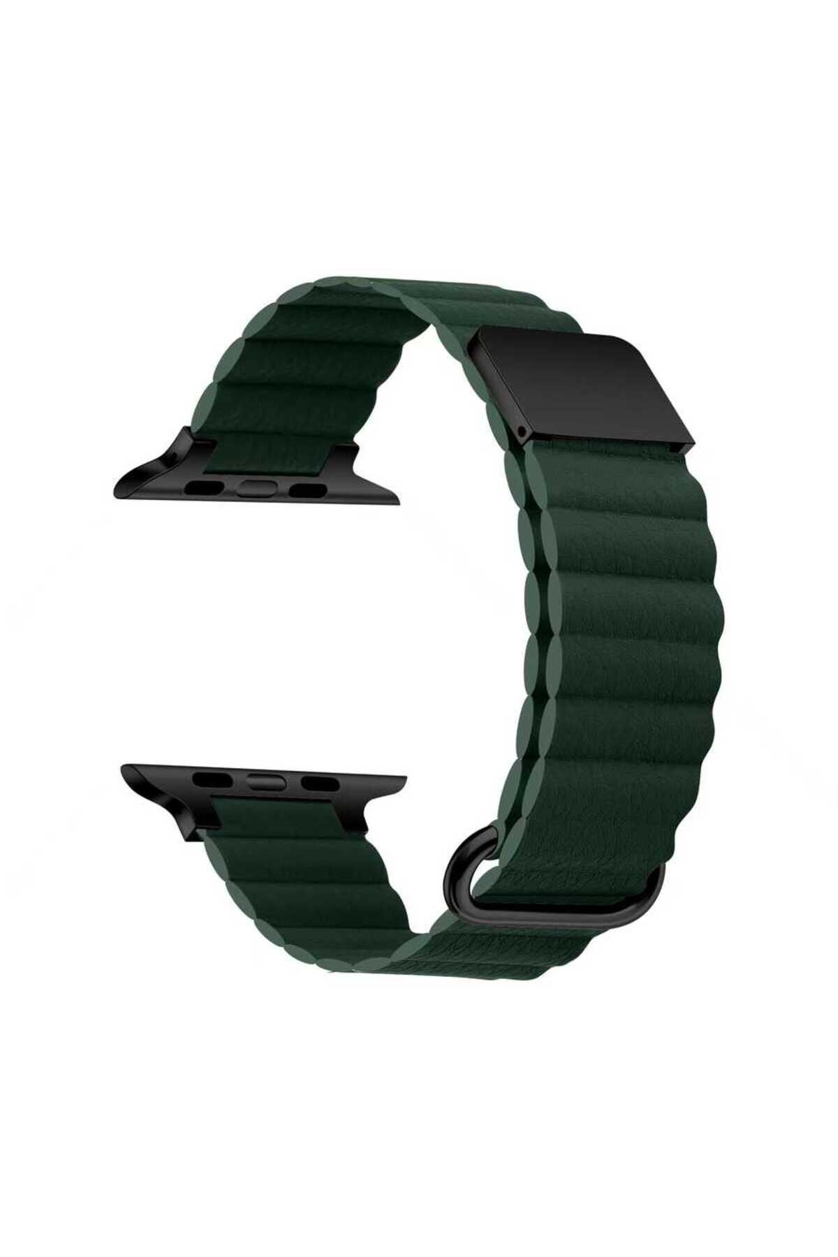 Watch 7 41mm Uyumlu KRD-78 PU Deri Kordon Strap Kayış BSAY- Mavi Lacivert
