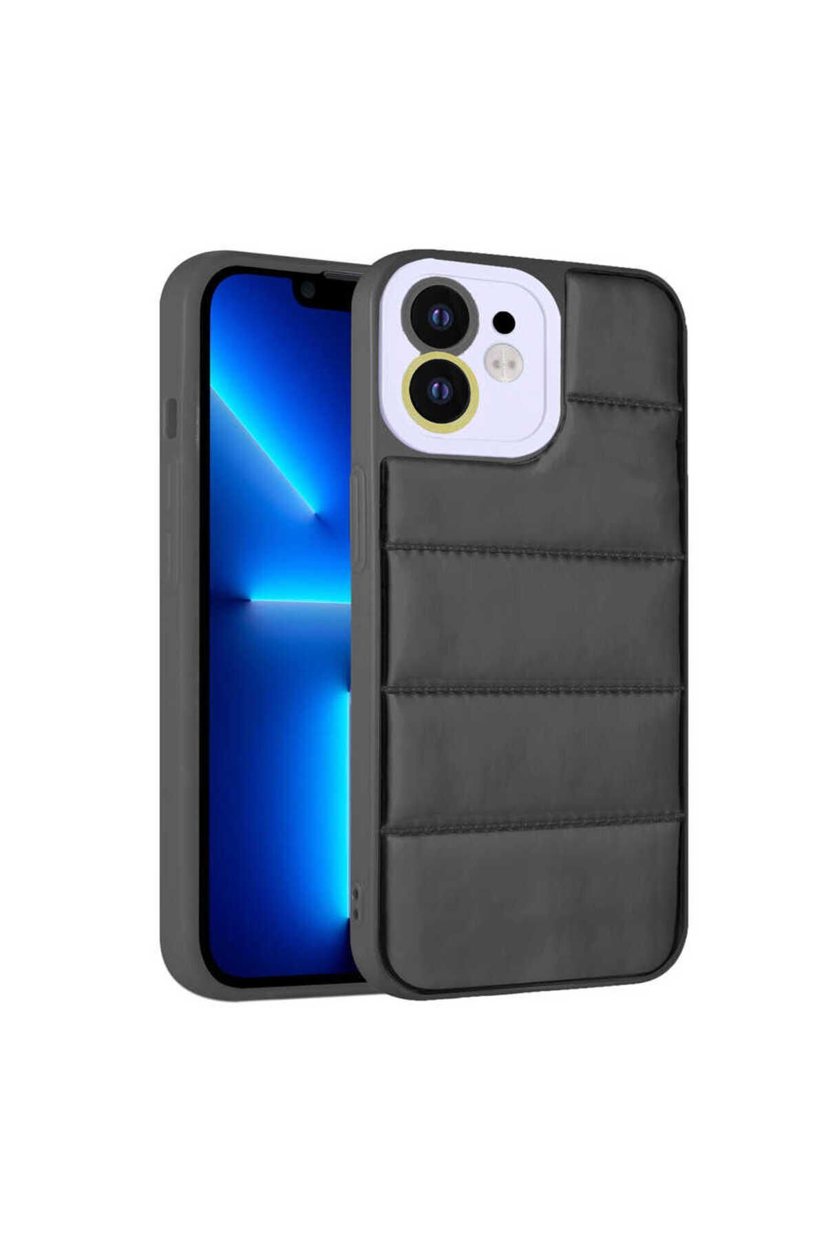 iPhone 11 Uyumlu Kamera Korumalı AiHTTgli Renkli BSAY Seksek Kılıf-Mor Siyah