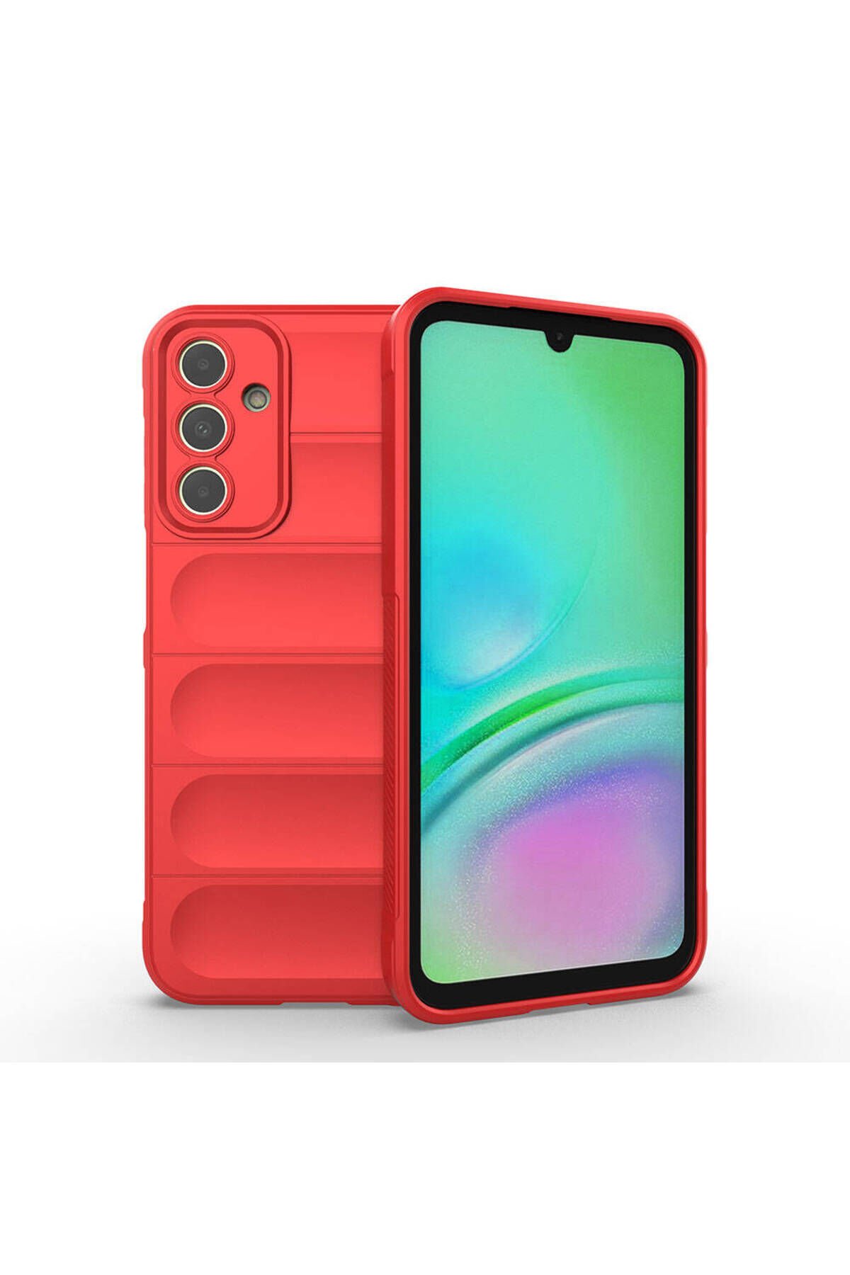 Galaxy A15 Kılıf Esnek TPU Oyuklu Arka Yüzey Tasarımlı BSAY Etnik Silikon Kapak - Kırmızı Kırmızı