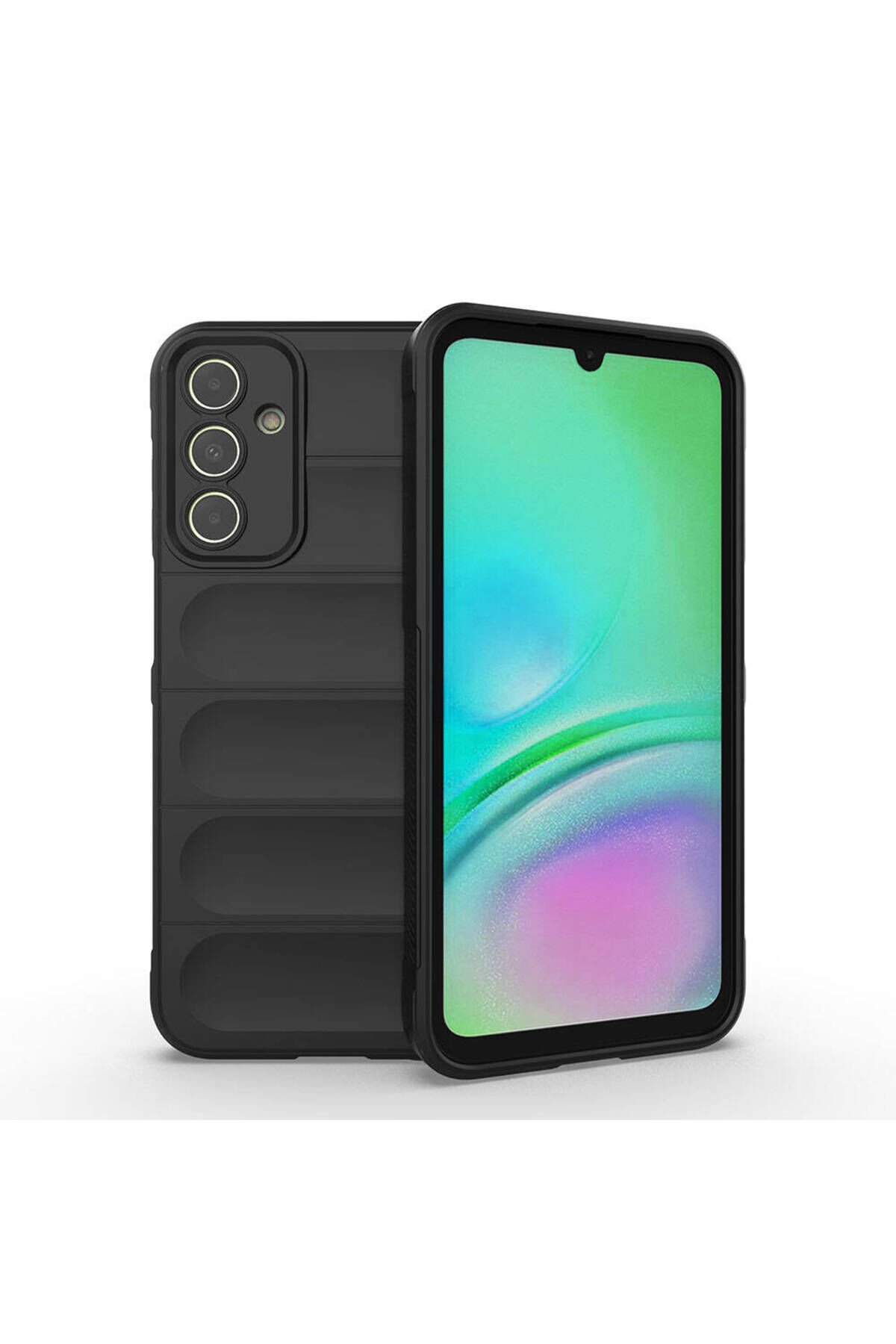 Galaxy A15 Kılıf Esnek TPU Oyuklu Arka Yüzey Tasarımlı BSAY Etnik Silikon Kapak - Kırmızı Siyah