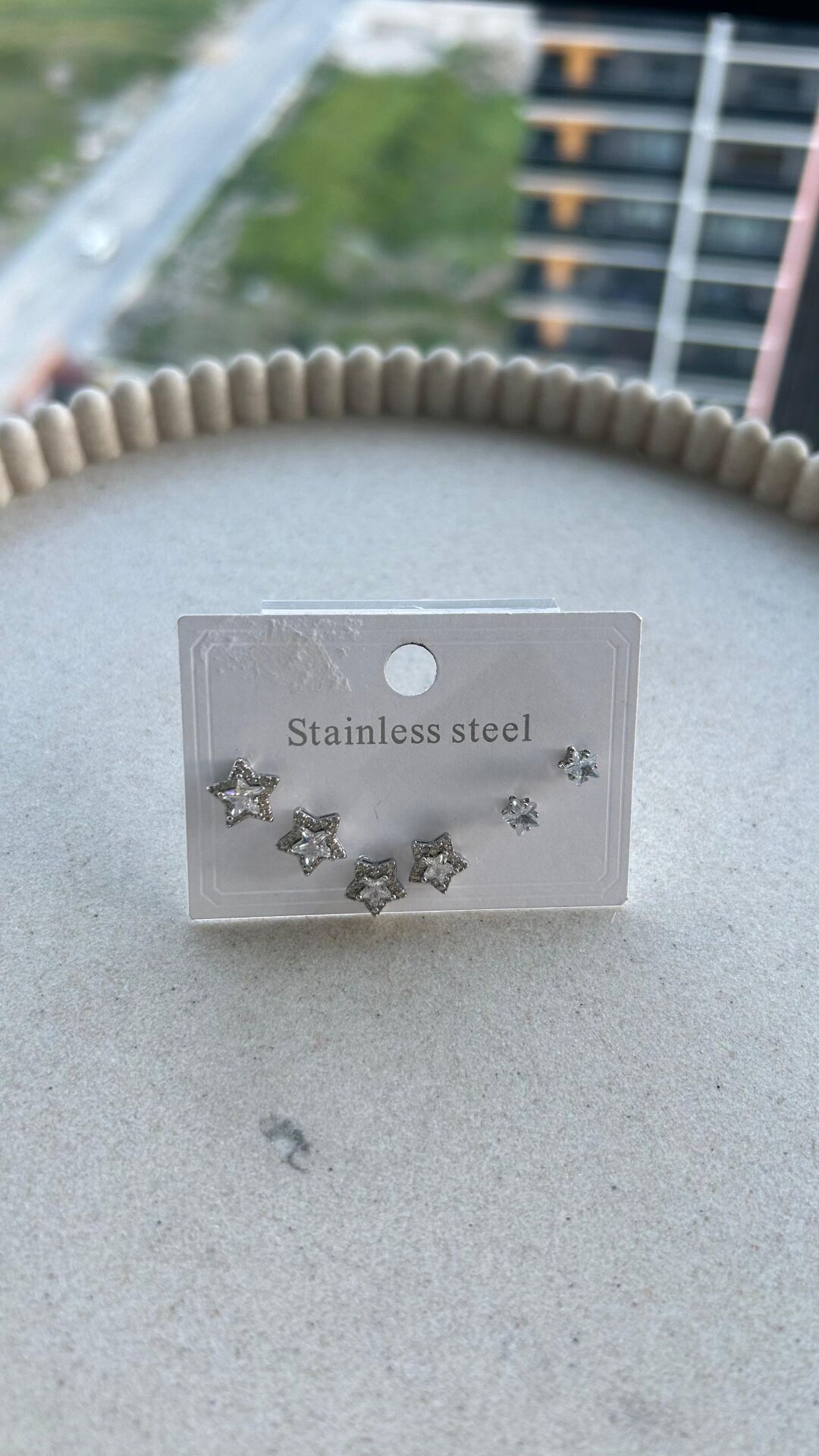 Yıldız Taşlı Küpe Seti Silver