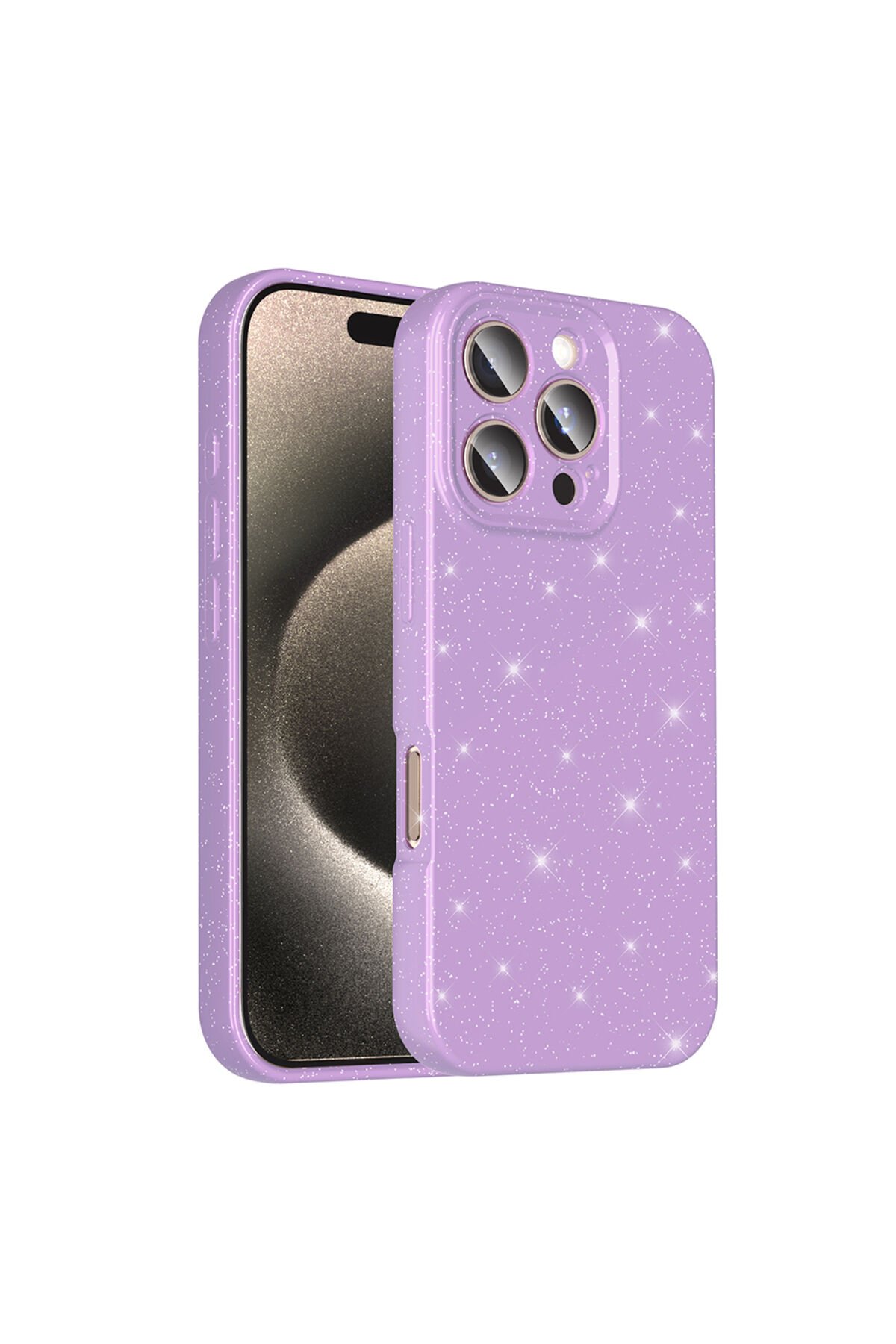 iPhone 16 Pro Kılıf Kamera Korumalı Simli Lüks ZPRB Koton Kapak - Lila Açık Pembe