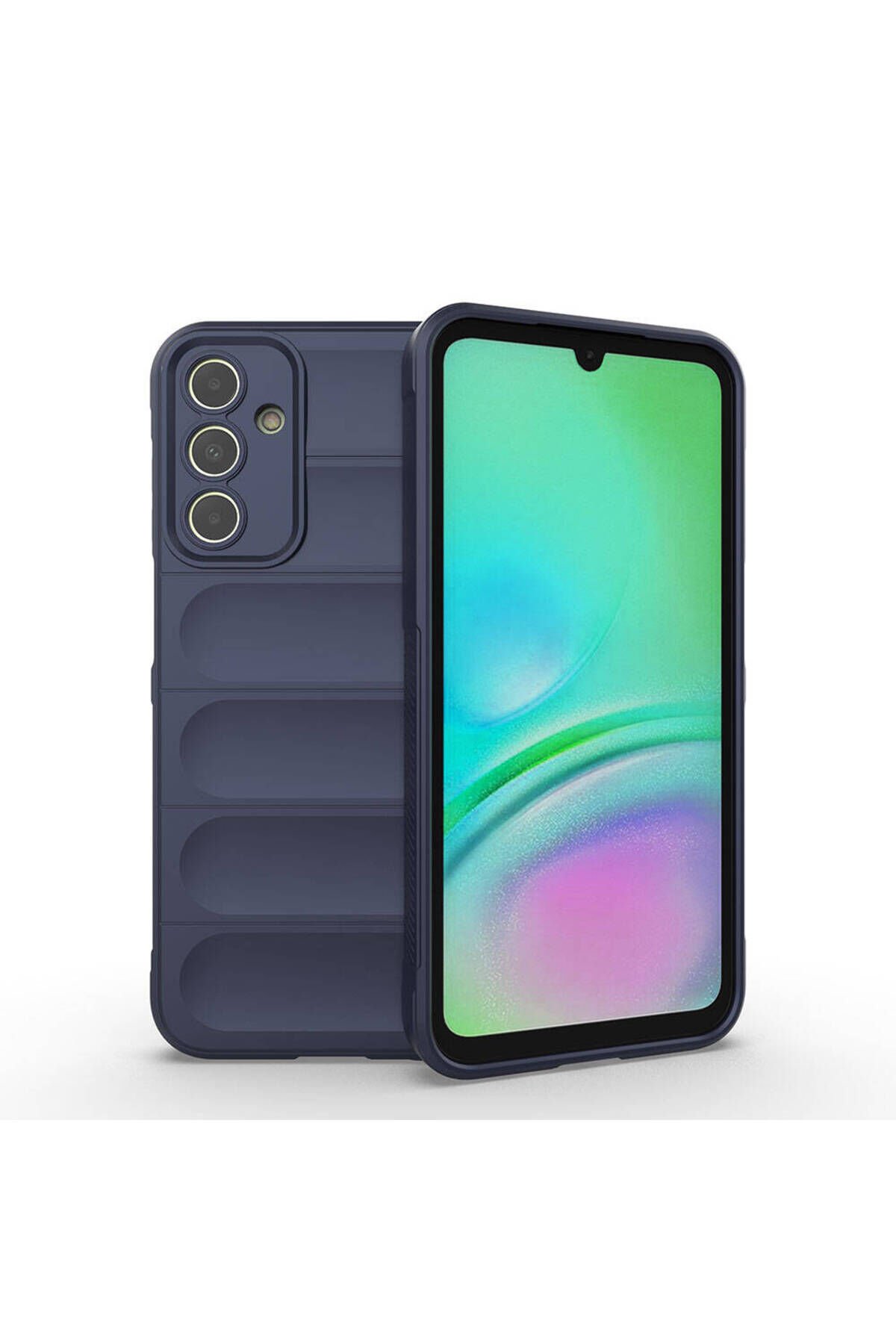 Galaxy A15 Kılıf Esnek TPU Oyuklu Arka Yüzey Tasarımlı BSAY Etnik Silikon Kapak - Kırmızı Lacivert