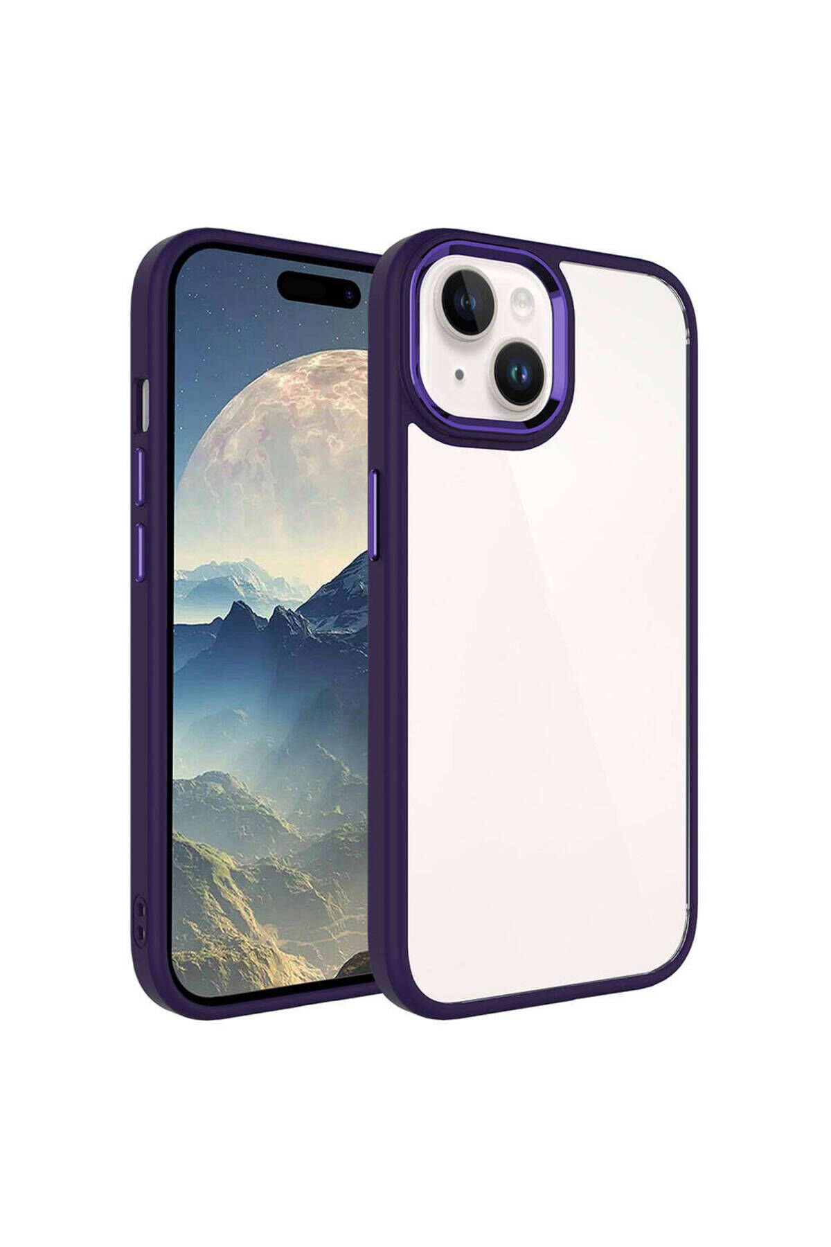 iPhone 15 Plus Uyumlu BSAY Krom Kılıf-Lila Derin Mor
