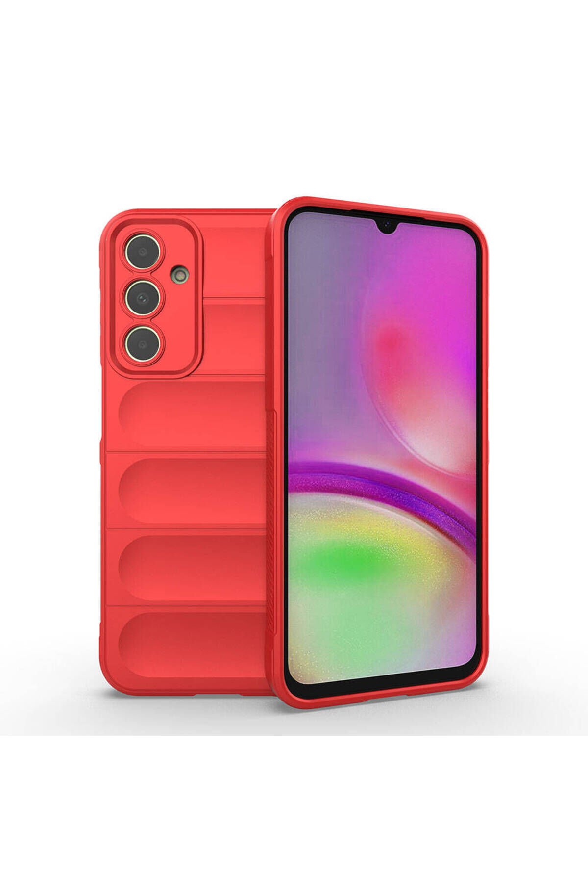 Galaxy A25 Kılıf Esnek TPU Oyuklu Arka Yüzey Tasarımlı BSAY Etnik Silikon Kapak - Kırmızı Kırmızı