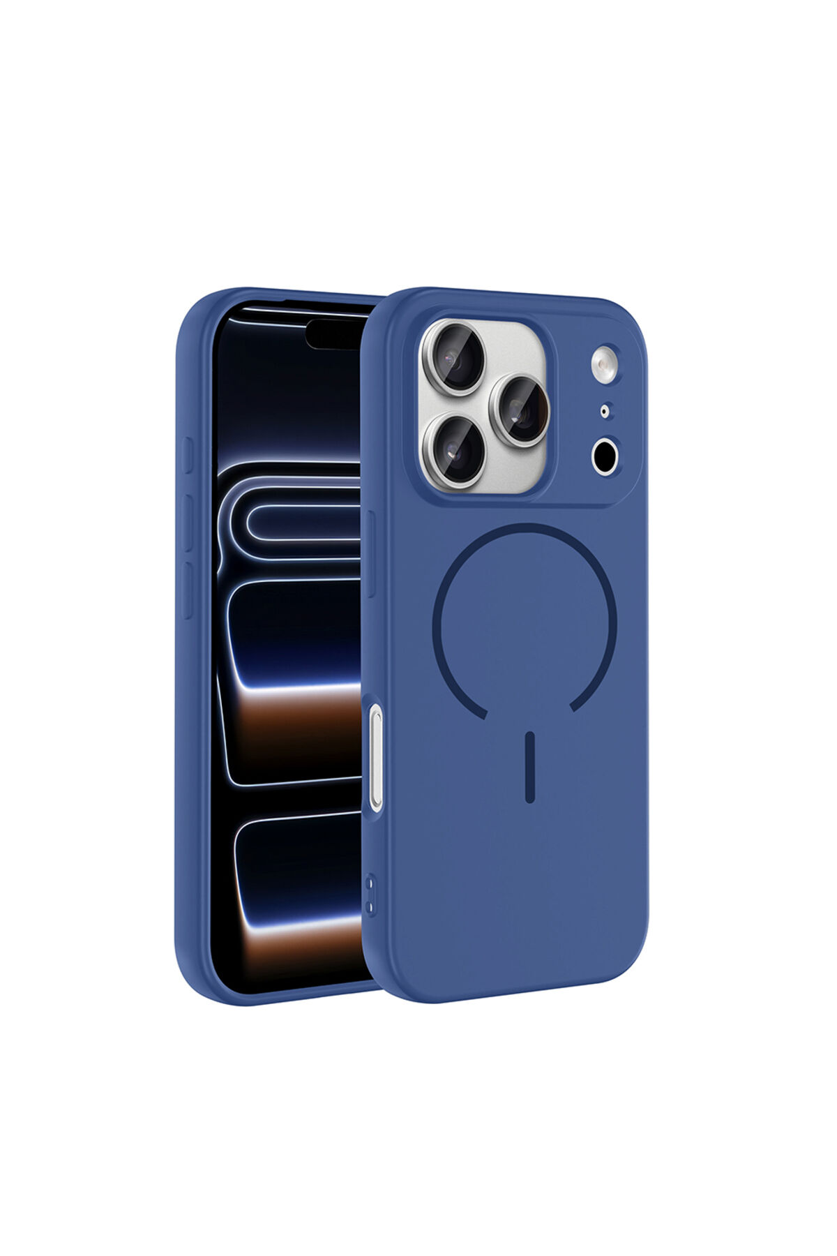iPhone 17 Pro Kılıf M-safe Şarj Özellikli Zore Meta Kapak - Turuncu Lacivert