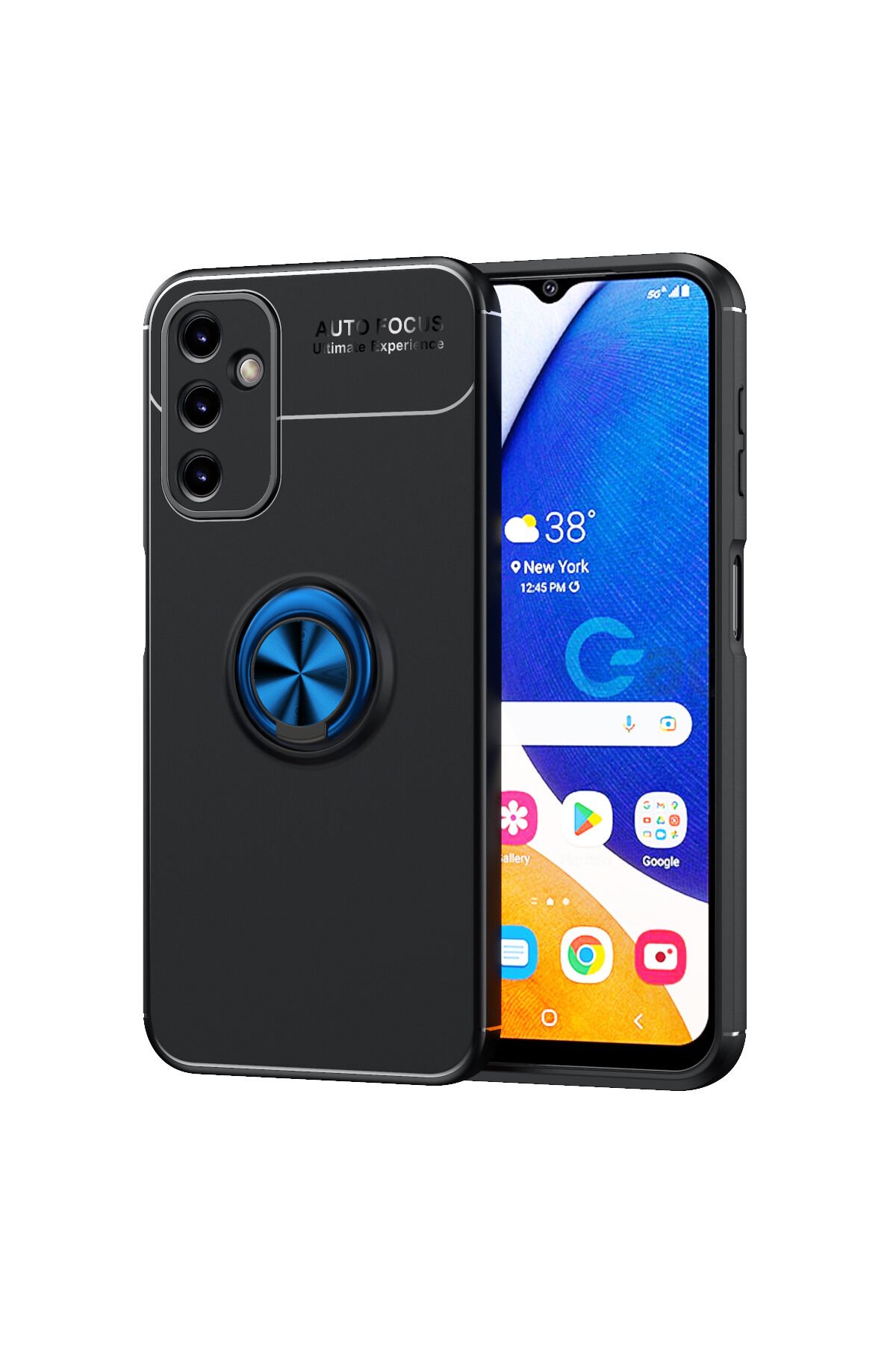 Galaxy A14 Kılıf BSAY Ravel Silikon Kapak - Siyah-Mavi Mavi