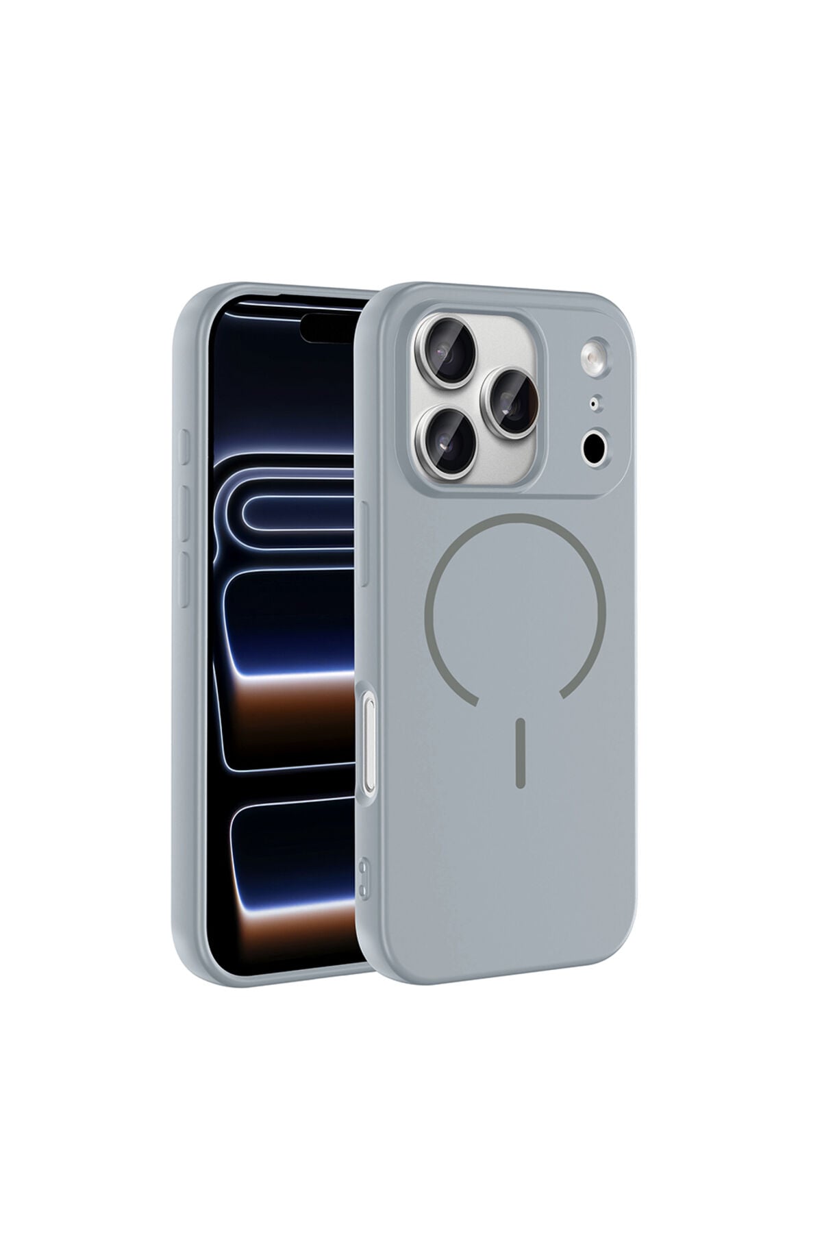 iPhone 17 Pro Kılıf M-safe Şarj Özellikli Zore Meta Kapak - Turuncu Gri