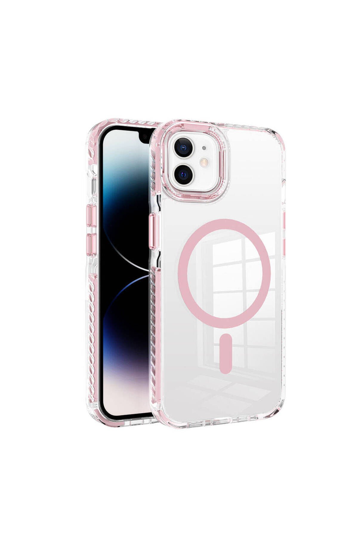 iPhone 11 Kılıf Magsafe Şarj Özellikli Airbagli Takılabilir Askı Aparatlı BSAY Nana Kapak - Pembe