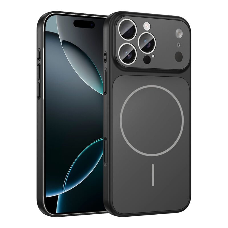 iPhone 16 Pro Max Kılıf Zore M-Safe Şarj Özellikli Kamera Korumalı Formen Kılıf Siyah