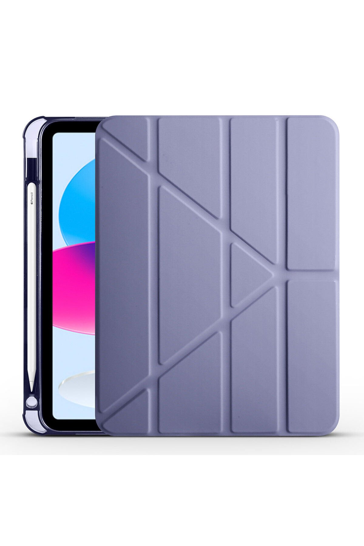 iPad 11.Nesil 2025 Kılıf ZPRB Tri Folding Kalem Bölmeli Standlı Kılıf - Mor