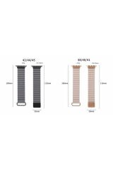 Watch 44mm Uyumlu KRD-78 PU Deri Kordon Strap Kayış BSAY- Siyah Beyaz