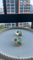 Taş Detaylı Varyantlı Vintage Gold Küpe