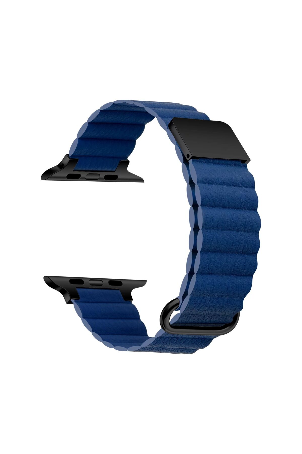 Watch 44mm Uyumlu KRD-78 PU Deri Kordon Strap Kayış BSAY- Siyah Lacivert
