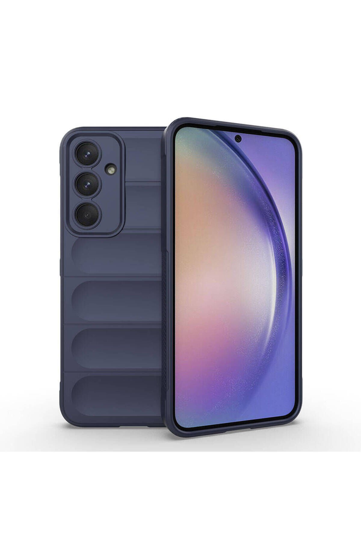 Galaxy A35 Kılıf Esnek TPU Oyuklu Arka Yüzey Tasarımlı BSAY Etnik Silikon Kapak - Lacivert Lacivert