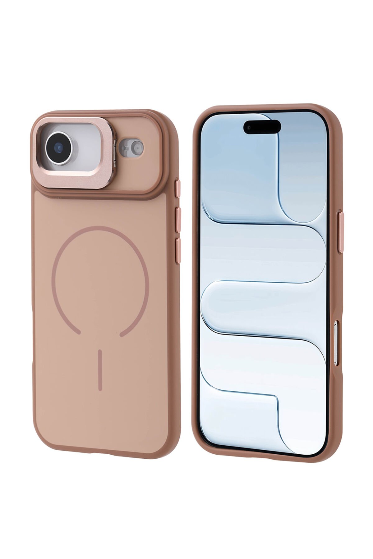 iPhone 17 Air Kılıf M-safe Şarj Özellikli Kamera Standlı SENK Notron Kapak - Gold Altın