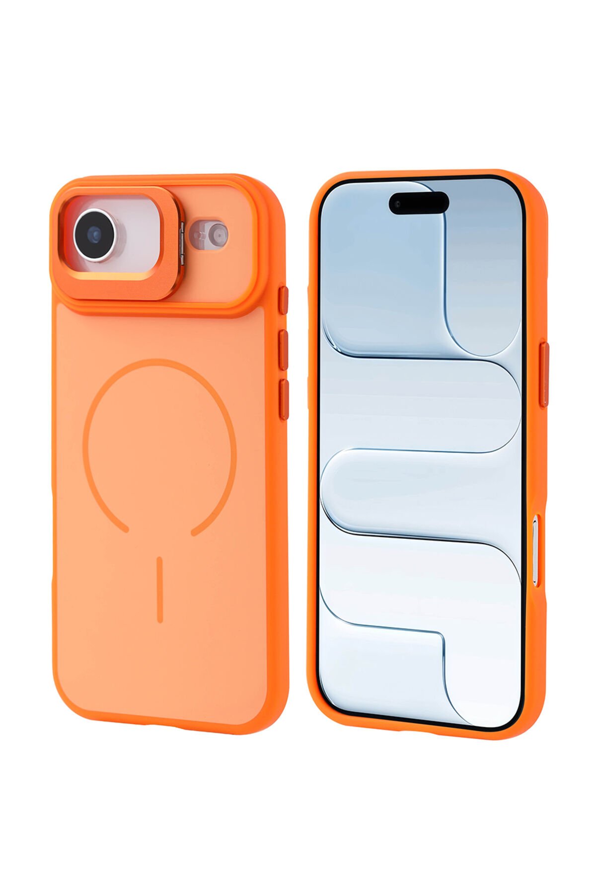 iPhone 17 Air Kılıf M-safe Şarj Özellikli Kamera Standlı SENK Notron Kapak - Gold Altın