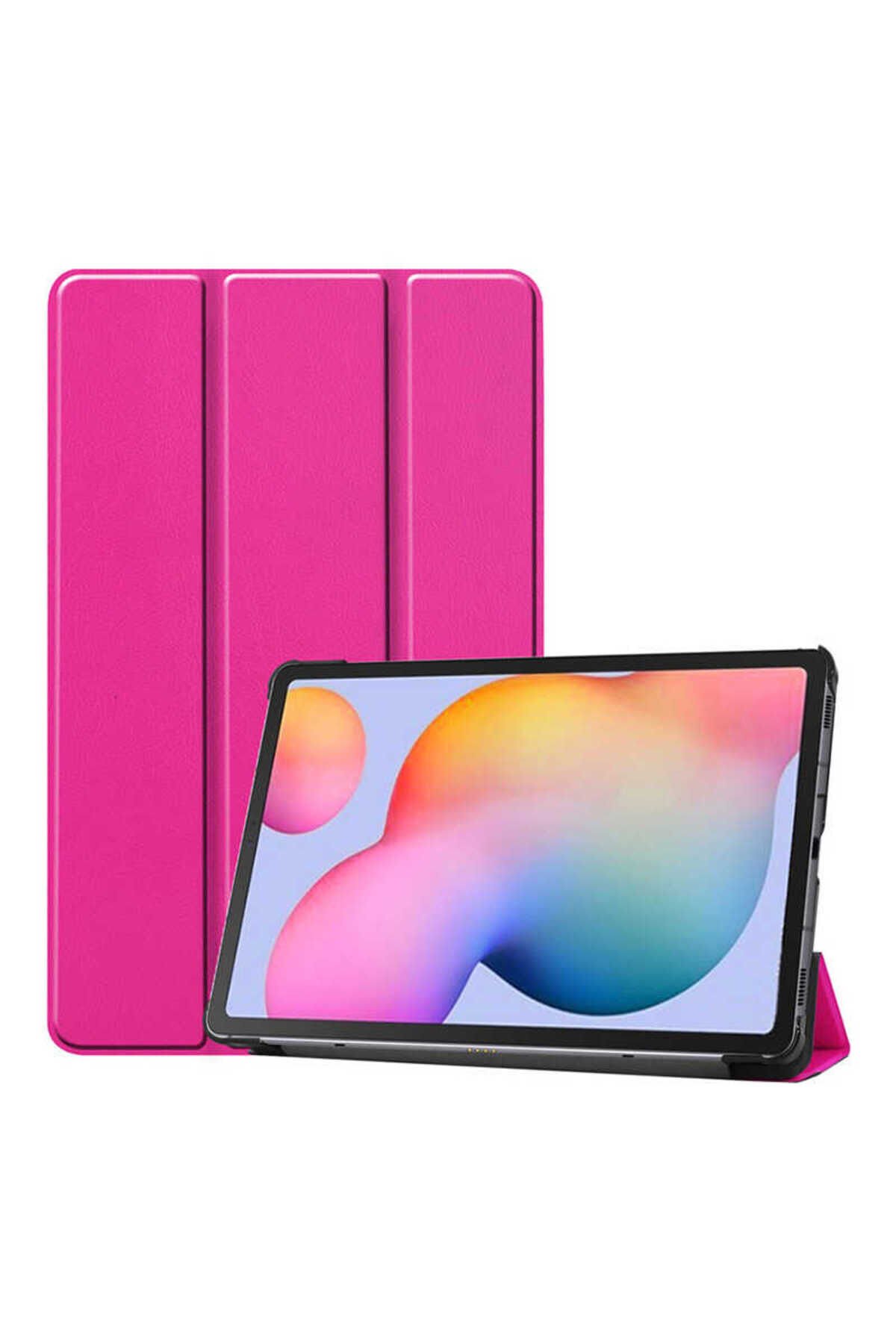 Galaxy Tab S7 T870 Uyumlu BSAY Smart Cover Standlı 1-1 Kılıf-Kırmızı Pembe