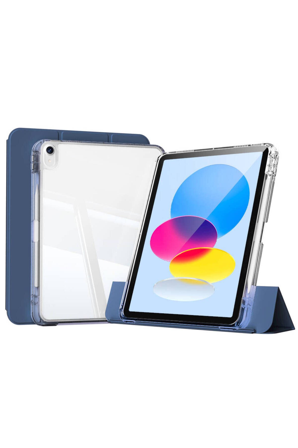 iPad 10.9 2022 (10.Nesil) Kılıf Magnetik Ayrılabilen Airbagli ASMA Sliding Tablet Kılıfı - Açık Ye Mavi Açık