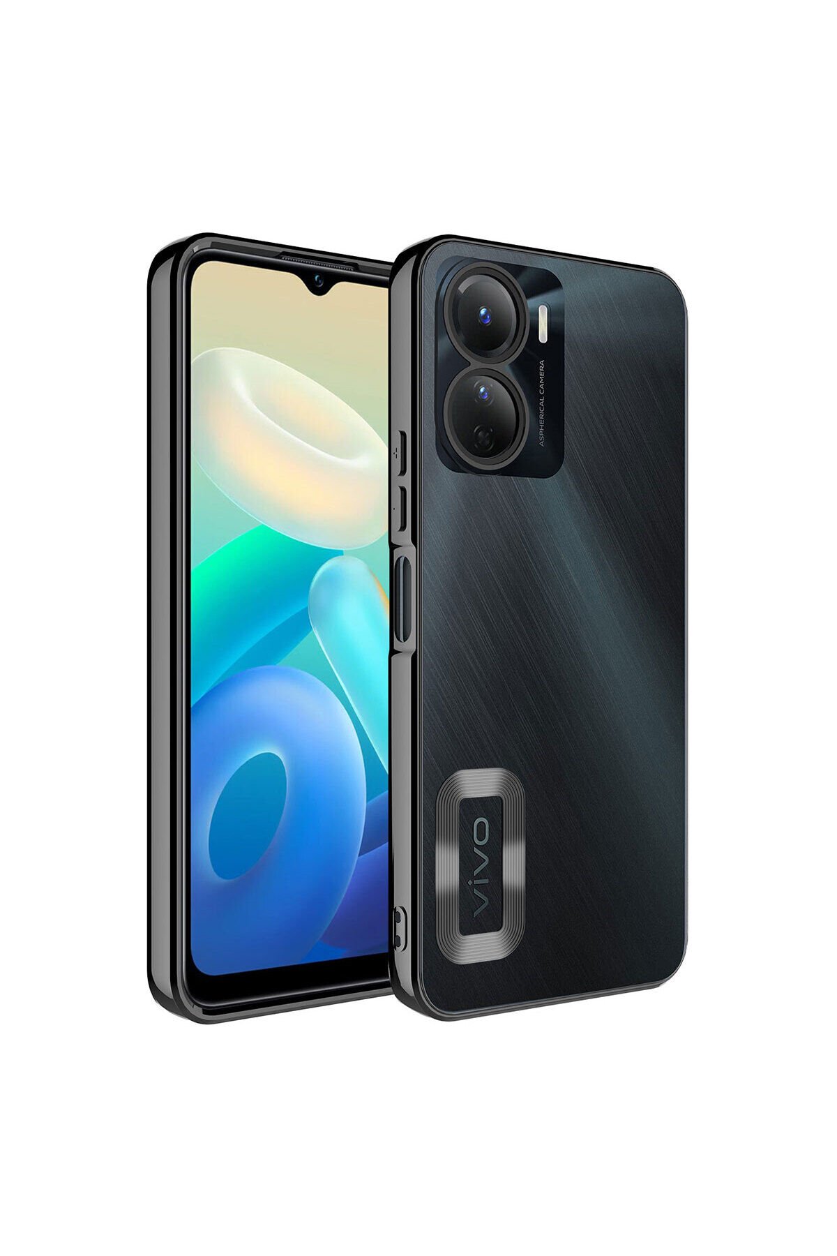 Vivo Y16 Kılıf Kamera Korumalı Logo Gösteren BSAY Omega Kapak - Lila Siyah