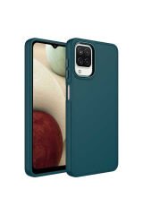 Galaxy M32 Kılıf Metal Çerçeve ve Buton Tasarımlı Silikon SBT Luna Kapak - Koyu Yeşil