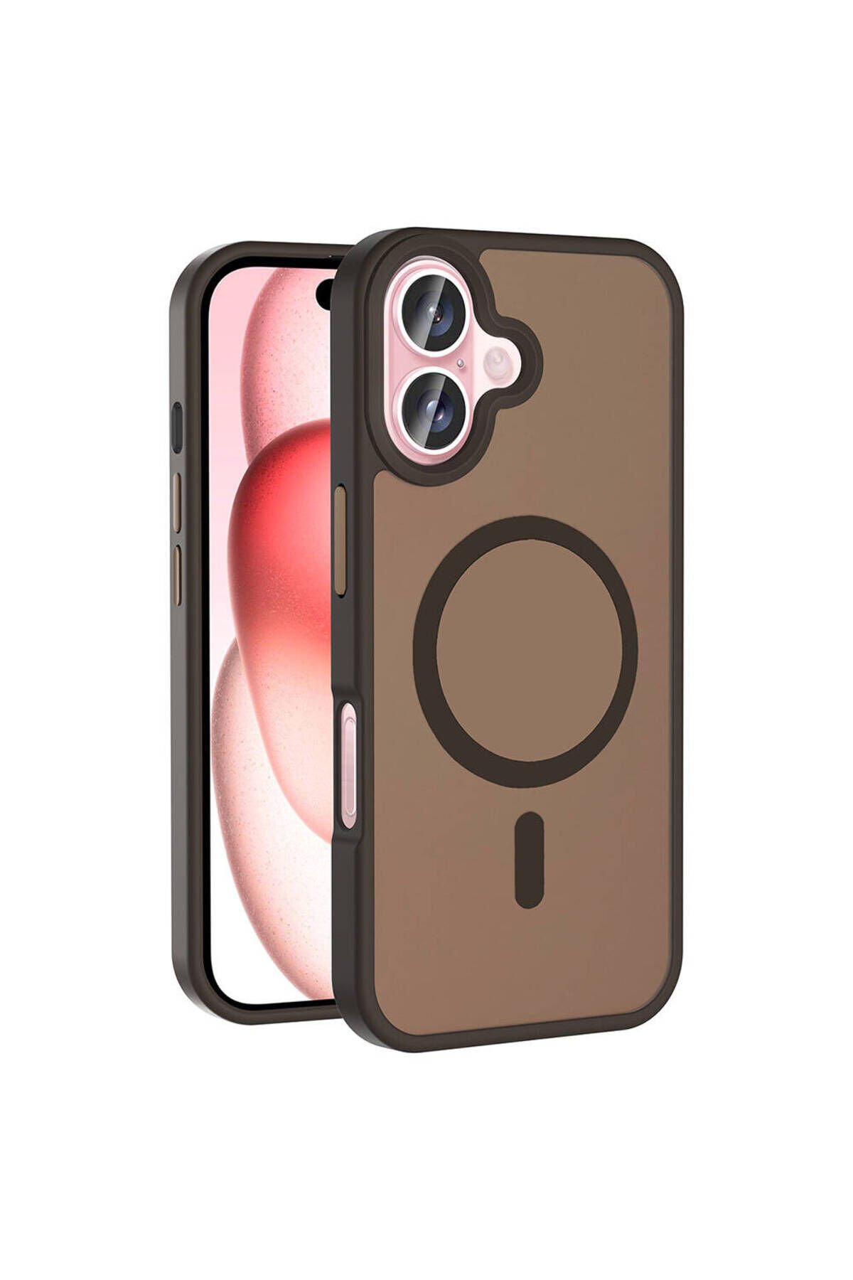 iPhone 16 Plus Kılıf Magsafe Şarj Özellikli Mat Arka Yüzey BSAY Sio Kapak-Rose Gold Rose Gold