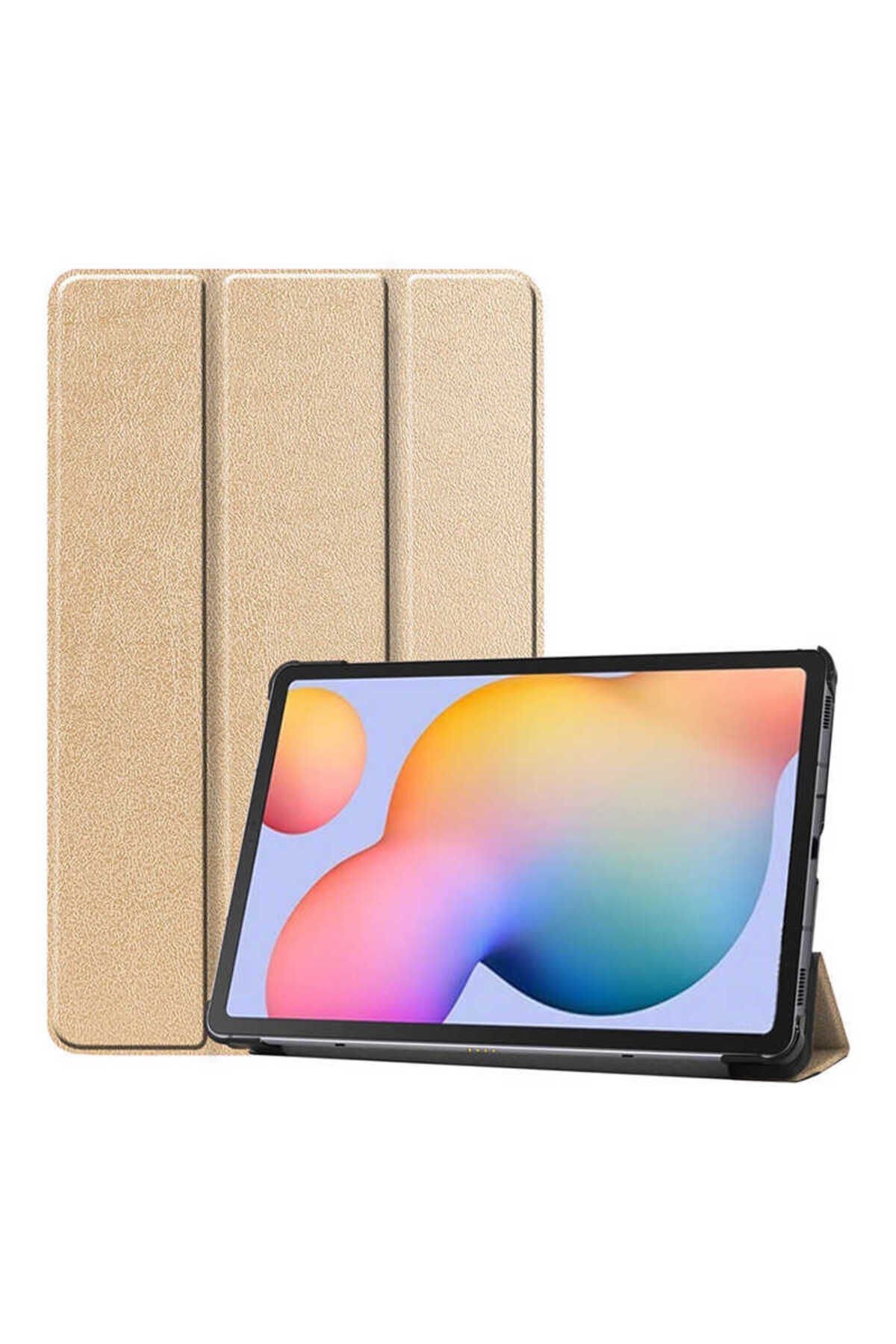Galaxy Tab S7 T870 Uyumlu BSAY Smart Cover Standlı 1-1 Kılıf-Kırmızı Gold