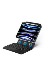 iPad Pro 13 2024 GZGN Border Keyboard Bluetooh Bağlantılı Standlı Klavyeli Tablet Kılıfı - Siyah Siyah