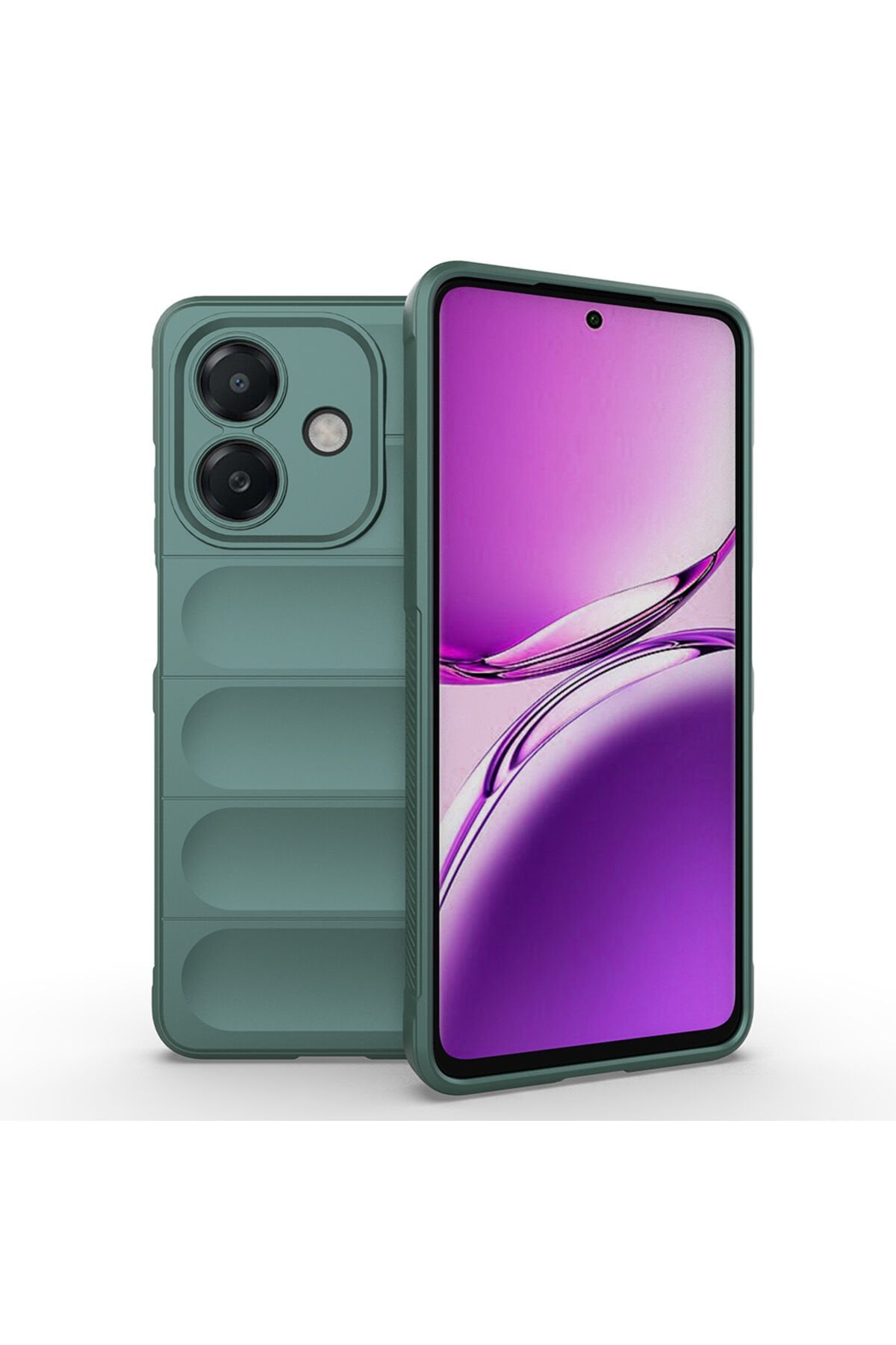 A3 Kılıf Esnek TPU Oyuklu Arka Yüzey Tasarımlı GZST Etnik Silikon Kapak - Koyu Yeşil Yeşil