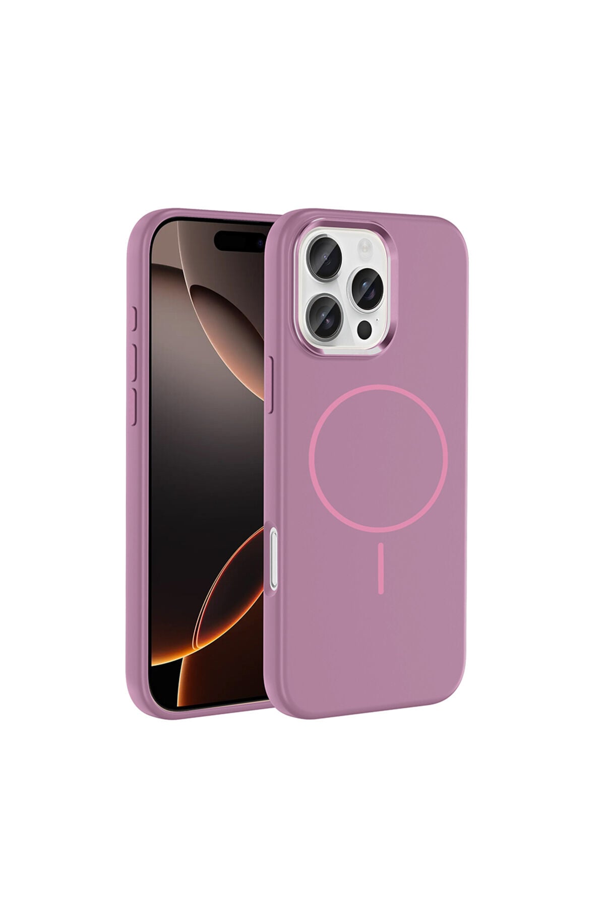 iPhone 16 Pro Kılıf M-Safe Şarj Özellikli Metal Kamera Çerçeveli Zore Edi Silikon Kapak - Siyah Gri