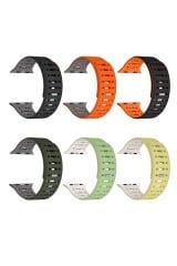 Watch 38mm Uyumlu GLLP KRD-124 Silikon Kordon Strap Kayış-Siyah-Gri Gri