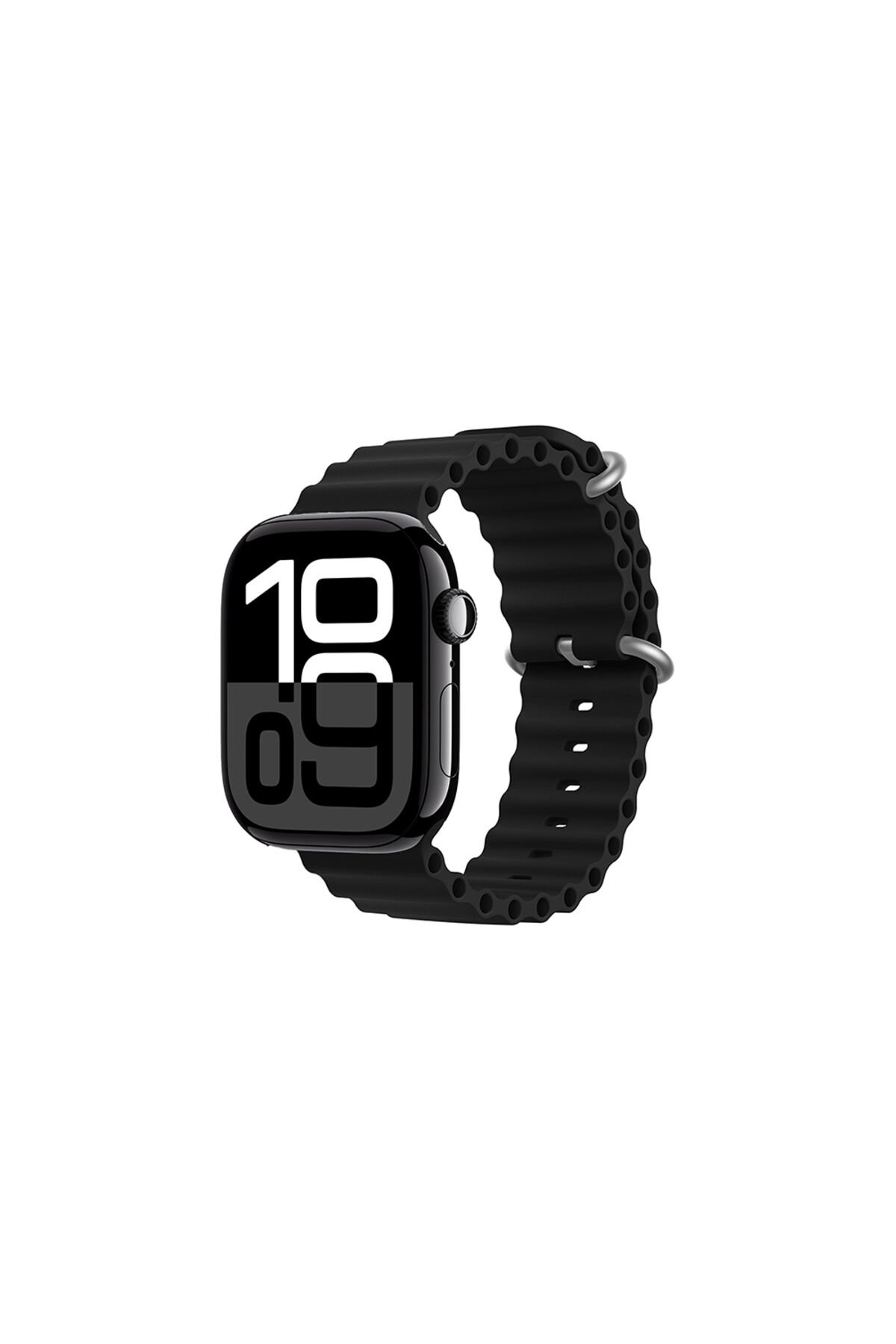 Watch 10 42mm Uyumlu SBT KRD-75 Silikon Kordon-Siyah Siyah