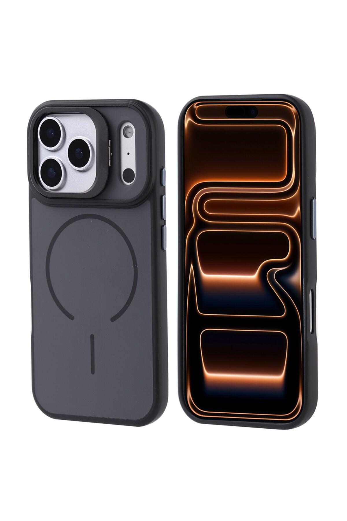 iPhone 17 Pro Max Kılıf M-safe Şarj Özellikli Kamera Standlı CPPL Notron Kapak - Siyah Siyah