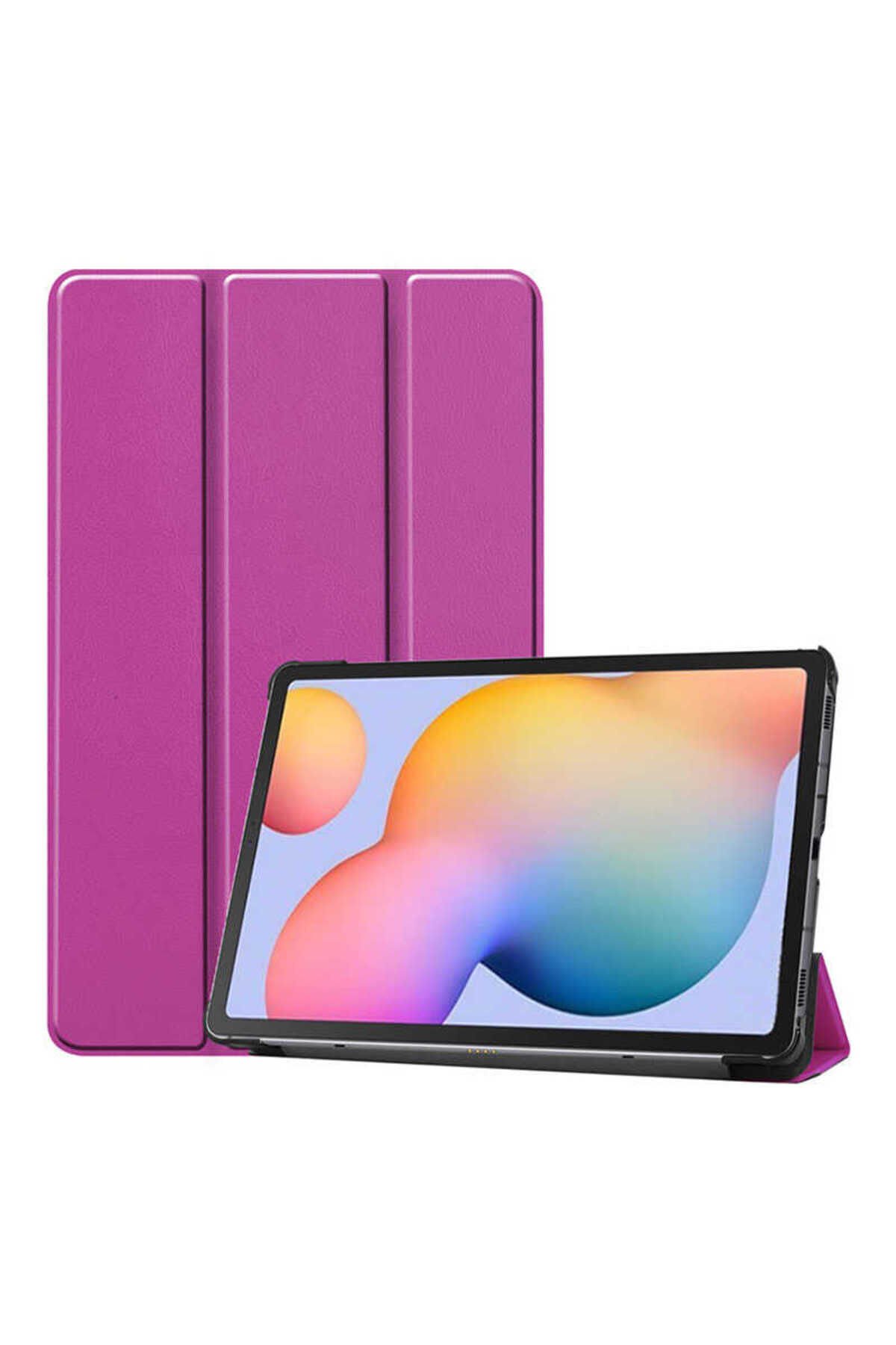 Galaxy Tab S7 Plus T970 Uyumlu BSAY Smart Cover Standlı 1-1 Kılıf-Kırmızı Mor