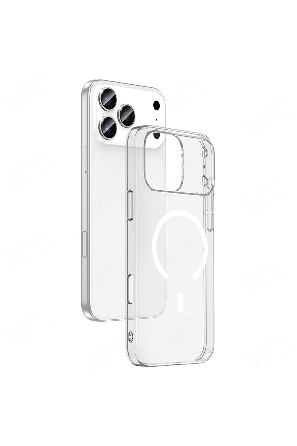 iPhone 17 Pro Kamera Korumalı M-Safe Şarj Özellikli Şeffaf SENK London Silikon Kapak - Şeffaf Şeffaf