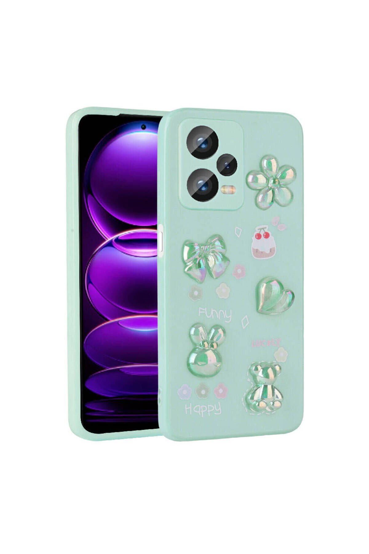 Redmi Note 12 Pro Plus 5G Kılıf Kabartma Figürlü Parlak TKNC Toys Silikon Kapak - Beyaz Beyaz